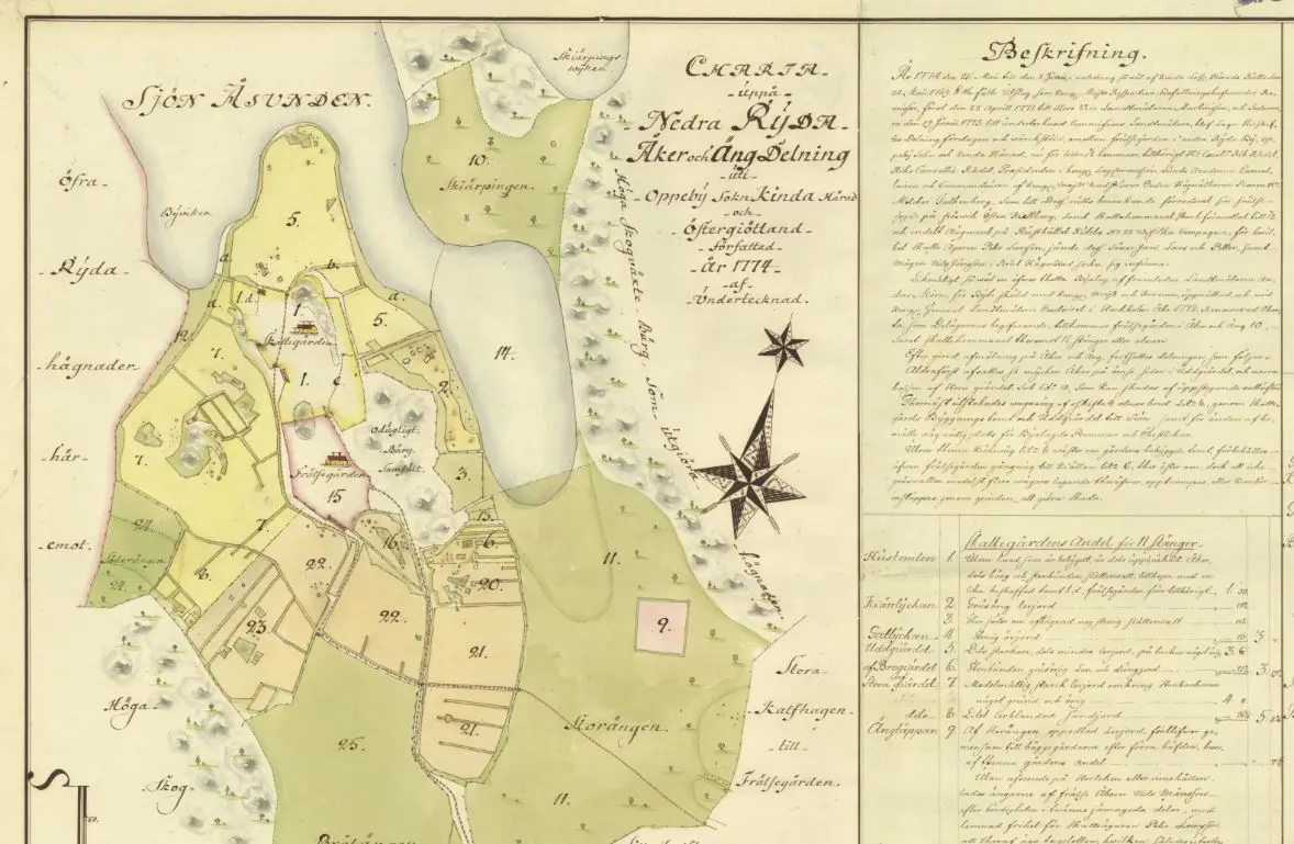 Bild på en storskifteskarta från 1744