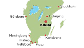 karta över Kindas placering i södra Sverige